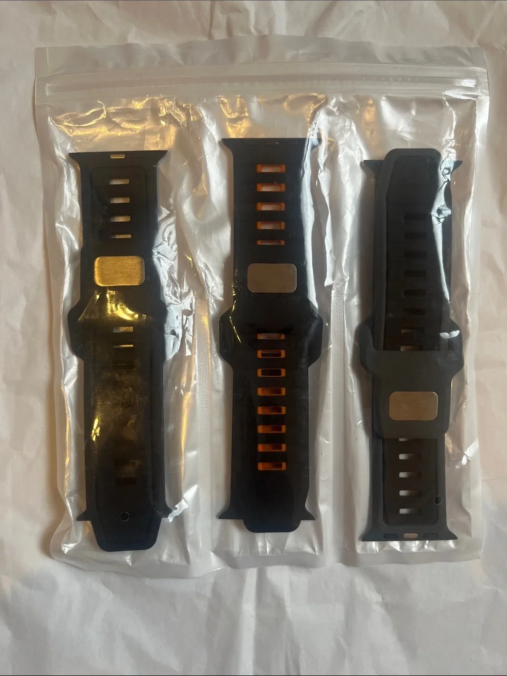 Black and Orange Silicone Replacement Watch Bands for Smartwatches